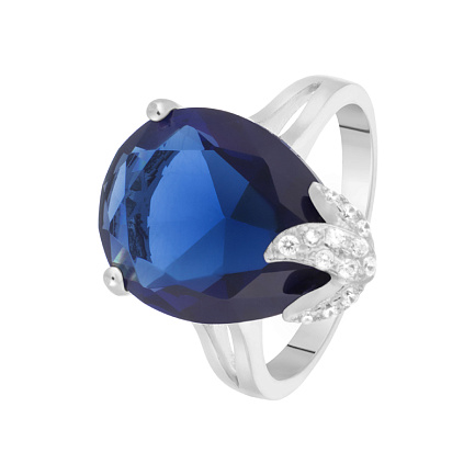 Кольцо из серебра с ситалом, фианитами