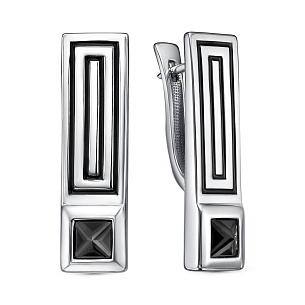 Серьги с английским замком из серебра с фианитом