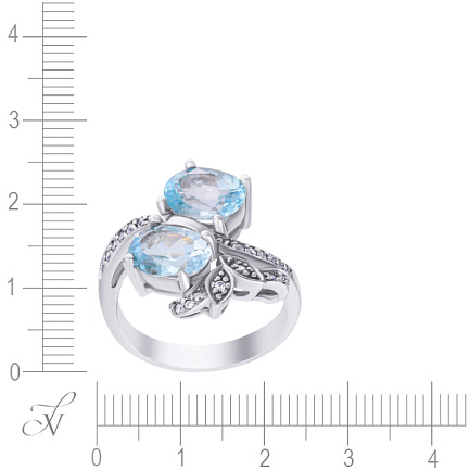 Кольцо из серебра с топазами, фианитом