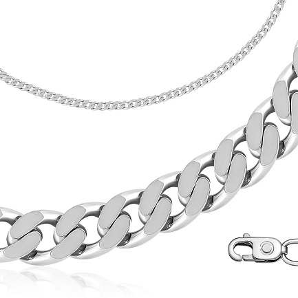 Цепь автомат из серебра, плетение панцирное