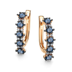 Серьги с английским замком из красного золота с бриллиантами