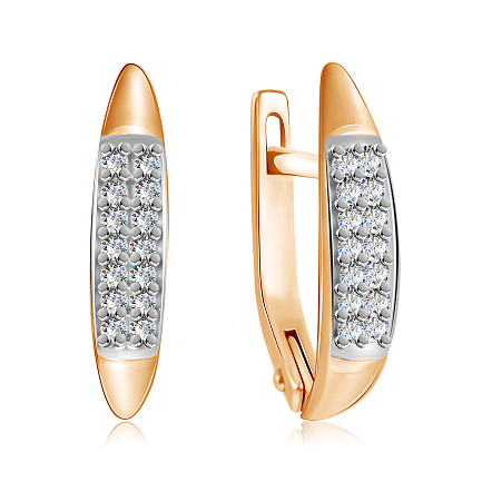 Серьги из красного золота с фианитом