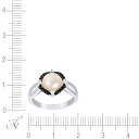 Кольцо из серебра с жемчугом, фианитом