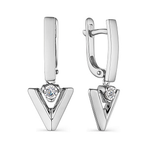 Серьги с английским замком из серебра с бриллиантами