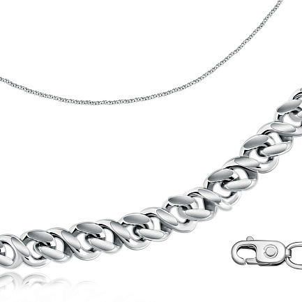 Браслет автомат из серебра, плетение восьмёрка