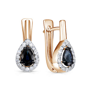 Серьги с английским замком из красного золота с бриллиантами