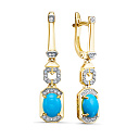 Серьги из желтого золота с бриллиантами, бирюзой