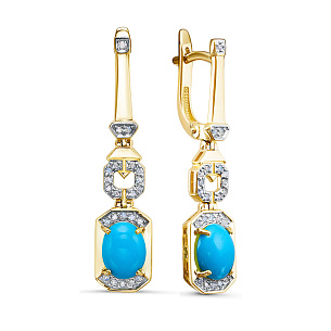 Серьги из желтого золота с бриллиантом