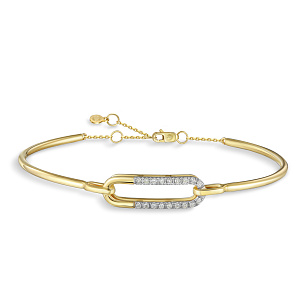 Браслет декоративный из желтого золота с бриллиантами, плетение якорное