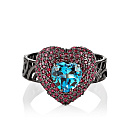 Кольцо из серебра с топазом, фианитами