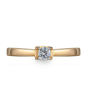 Кольцо из красного золота с фианитом