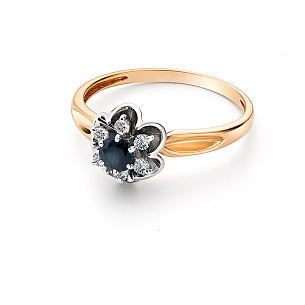 Кольцо из красного золота с сапфиром