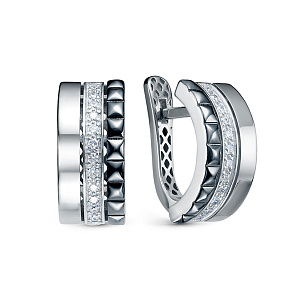 Серьги с английским замком из белого золота с бриллиантом