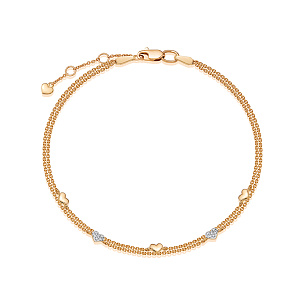 Браслет из красного золота с бриллиантом