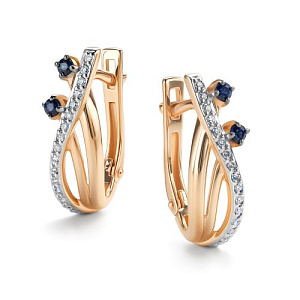 Серьги с английским замком из красного золота с бриллиантами