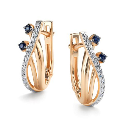 Серьги с английским замком из красного золота с бриллиантами