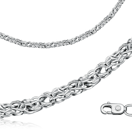 Цепь ручной работы из серебра, плетение анаконда