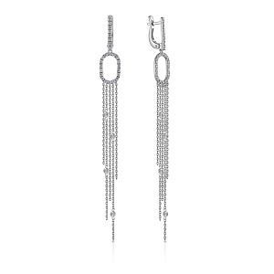 Серьги с английским замком из белого золота с бриллиантами