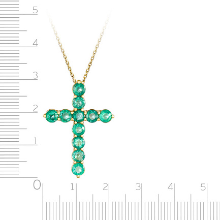 Колье из желтого золота с изумрудами, плетение якорное