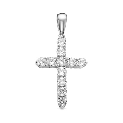 Крест из белого золота с фианитами