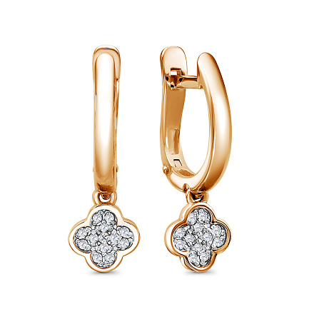 Серьги с английским замком из серебра с фианитами