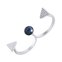 Кольцо из серебра с жемчугом, фианитом