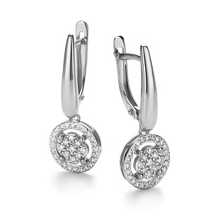 Серьги с английским замком из белого золота с бриллиантом