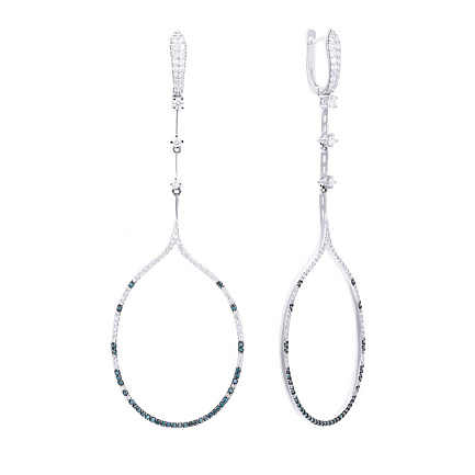 Серьги с английским замком из белого золота с бриллиантами