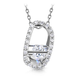 Колье из белого золота с бриллиантами, плетение якорное