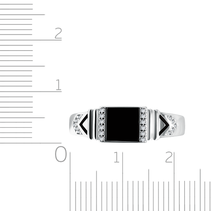 Кольцо мужское из серебра с фианитами, эмалью