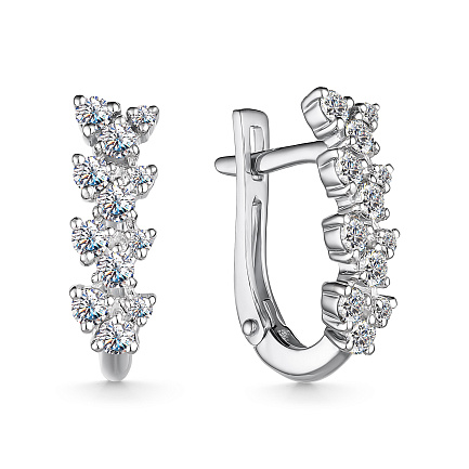 Серьги с английским замком из белого золота с бриллиантами