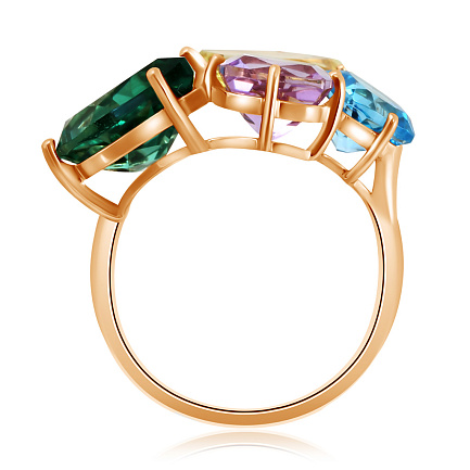 Кольцо из красного золота с аметистом, топазом