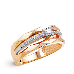 Кольцо из красного золота с бриллиантами