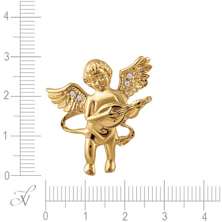 Брошь из желтого золота с бриллиантами