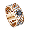 Кольцо из красного золота с бриллиантами, сапфиром