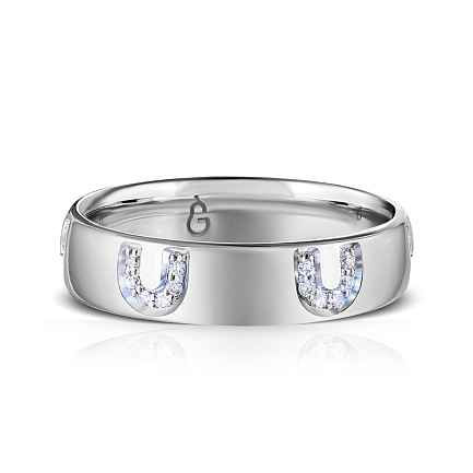 Кольцо обручальное из белого золота с бриллиантами