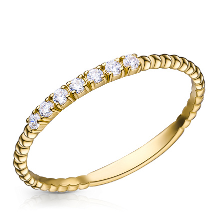 Кольцо из желтого золота с фианитом