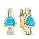 Серьги из желтого золота с бриллиантами, бирюзой