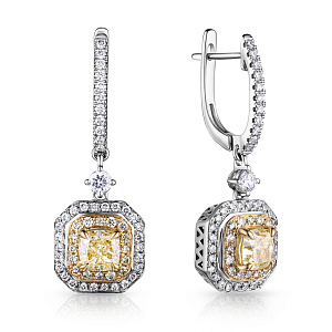 Серьги с английским замком из белого золота с бриллиантами