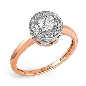 Кольцо из красного золота с бриллиантами