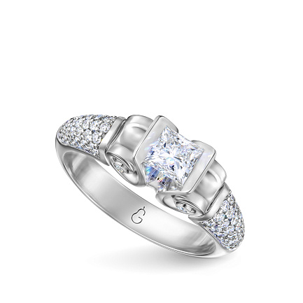 Кольцо из белого золота с бриллиантом