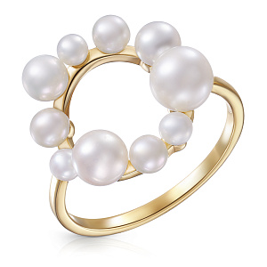Кольцо из желтого золота с жемчугом