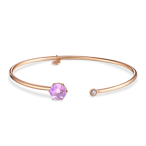 Браслет жесткий из красного золота с аметистом