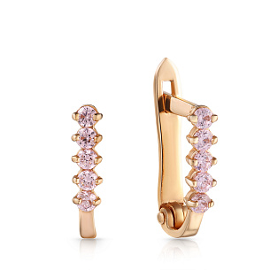 Серьги детские из красного золота с фианитом