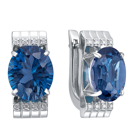 Серьги с английским замком из белого золота с бриллиантами