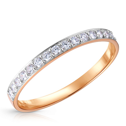 Кольцо обручальное из красного золота с бриллиантами