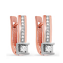 Серьги с английским замком из красного золота с бриллиантами