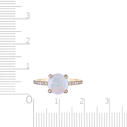 Кольцо из желтого золота с бриллиантами, опалом