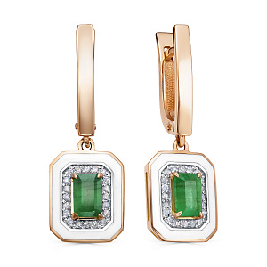 Серьги с английским замком из красного золота с бриллиантами