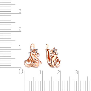 Серьги детские из серебра с фианитом и золочением